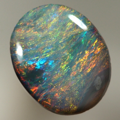 SOLID SEMI BLACK OPAL Burning red and orange over turquoise